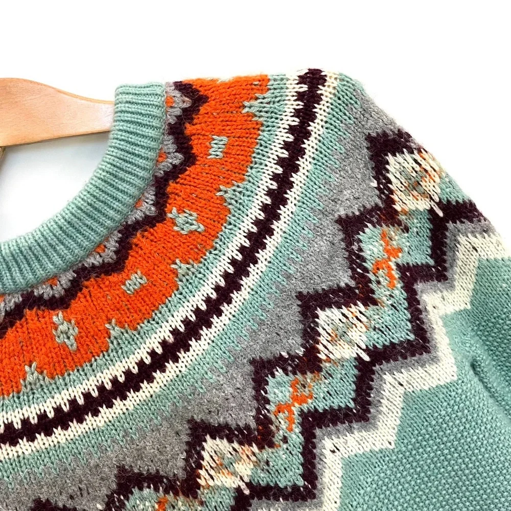 J Crew | Zigzag Fair Isle sweater | Lambswool Blend | knit | Pullover